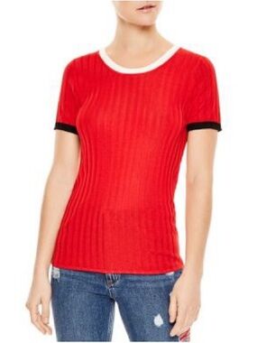 SANDRO CONTRATS TRIM KNITTED TOP
